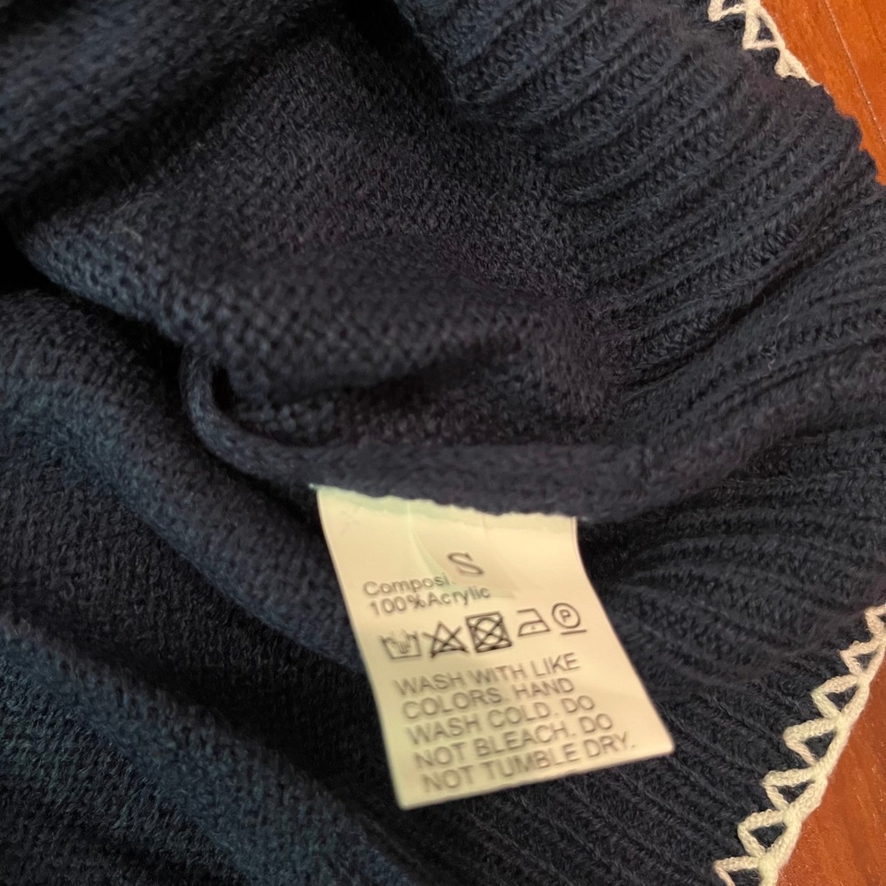 Blue White Bow Sweater Navy Miss Sparkling‎ Knit Crew Long Sleeve New Size Small - Picture 5 of 8